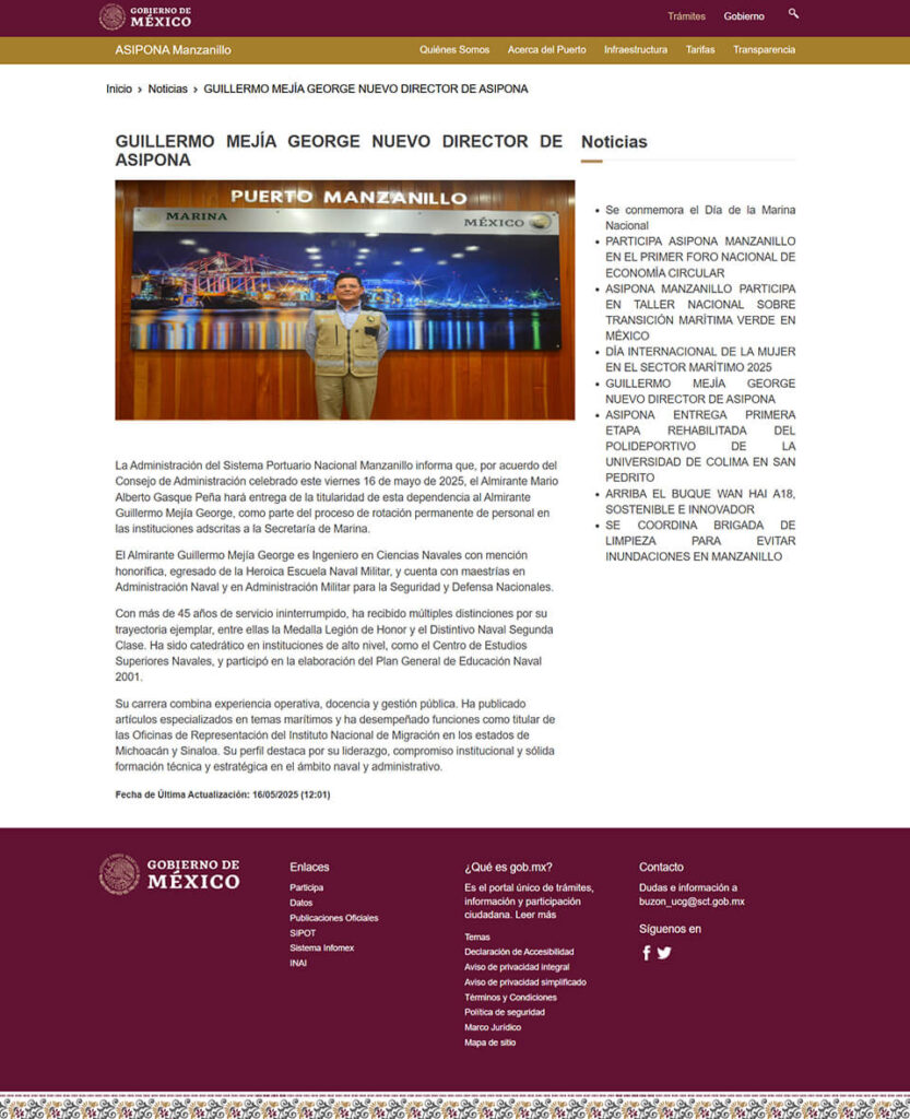 Change of leadership at the Port of Manzanillo